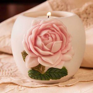 Cottage Rose votive candle holder - marble